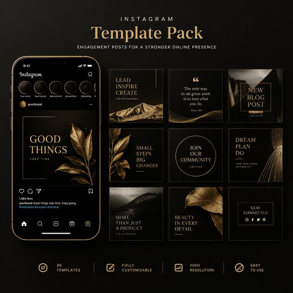 Social Media Content Pack template mockup
